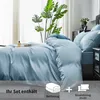 Bettwäsche Set 200x220 cm Mako Satin Baumwolle Hellblau Produktbild-Vorschau 8
