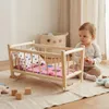 Puppenbett aus Holz, RETRO-Wiege in Holzfarbe mit Produktbild-Vorschau 4