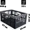 A foldable storage box with dimensions and capacity indicated. Produktbild-Vorschau
