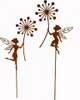 Gartenstecker Märchen Fee mit Pusteblume Metall Rost Produktbild-Vorschau 2
