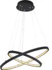 A black pendant light with two interlocking rings, illuminated from within. Náhled obrázku produktu