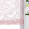 A close-up of a pink sheer curtain with a white damask pattern. Produktbild-Vorschau
