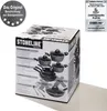A product box for a STONELINE ceramic cookware set, showing images of the pots and pans included. Produktbild-Vorschau