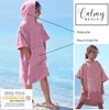 CalmyBEACH Frottee Badeponcho Kinder Bademantel  - Altrose Produktbild-Vorschau 3