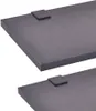 Close-up view of two dark-colored shelves with black clips on them. Náhled obrázku produktu