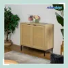 Relaxdays Sideboard, 2 Rattan-Türen, Metallbeine, HxBxT: Produktbild-Vorschau 1