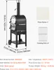 A product image showing a pizza oven with dimensions and included accessories. Produktbild-Vorschau