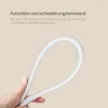 A hand holding a flexible white shower hose against a light beige background. Anteprima dell’immagine prodotto