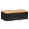 Zeller Brotkasten m. Bamboo Deckel, Metall, matt schwarz - Produktbild-Vorschau 1