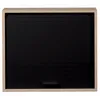 A front view of a wall-mounted cabinet with a black roll-up door and a light wood frame. Produktbild-Vorschau