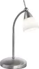 A silver desk lamp with a white glass shade and a flexible arm, shown against a white background. Produktbild-Vorschau