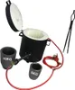 A metal melting furnace with accessories, including crucibles and tongs, set against a white background. Náhľad obrázku produktu