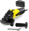 A black and yellow angle grinder with its accessories and case, displayed on a white background. Produktbild-Vorschau
