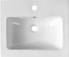 A top-down view of a white ceramic sink with two holes for faucets and a drain. Anteprima dell’immagine prodotto