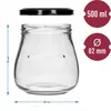 A clear glass jar with a black lid, shown with measurement indicators. Anteprima dell’immagine prodotto