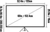 Diagram showing the dimensions of a projector screen. Produktbild-Vorschau