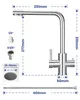 3 Wege Küchenarmatur mit Wasserfilter Gebürstet L-Form, Produktbild-Vorschau 4