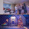 Collage showing a Christmas party indoors and a house decorated with lights outdoors. Náhled obrázku produktu