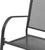 A close-up view of the armrest and seat of a dark grey metal garden bench. Náhled obrázku produktu