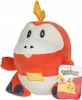 A plush toy of the Pokemon character Fuecoco is shown against a white background. A tag with the Pokemon logo and an image of Pikachu is attached to the toy. Produktbild-Vorschau