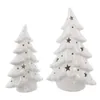 2 LED Tannen aus Porzellan, hochglanz weiß, 15 + 19 cm Produktbild-Vorschau 2