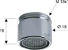 A close-up studio shot of a chrome-plated faucet aerator with measurement indicators. Náhľad obrázku produktu