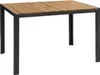 A rectangular outdoor table with a wooden slatted top and black metal legs, shown against a white background. Náhľad obrázku produktu
