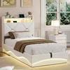Cama tapizada ProximaX de 90x200 cm, color beige, con Vista previa de la imagen del producto 3