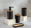 HOMLA Badezimmerset TULA Schwarz mit Bambus 4er-Set Produktbild-Vorschau 6