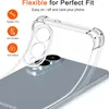 A clear phone case is shown on a phone, highlighting its features. Produktbild-Vorschau
