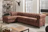 Rohová pohovka Chesterfield 270 cm, starožitně hnědá, s Náhled obrázku produktu 3
