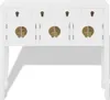 A white sideboard with brass hardware against a white background. Náhled obrázku produktu
