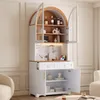 Merax hoge kast met werkblad, glazen vitrine met 2 lades en Productafbeelding-voorbeeld 6