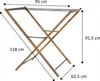 A wooden drying rack with dimensions indicated by dotted lines and text. Podgląd zdjęcia produktu