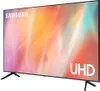 A Samsung UHD television with a colorful abstract image displayed on its screen, shown from a slight angle on its stand. Produktbild-Vorschau