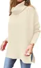 ASKSA Damen Rollkragenpullover Strickpullover Einfarbig Produktbild-Vorschau 3