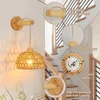Mckalen Rieten wandlamp, hout, E27, vintage houten wandlamp Productafbeelding-voorbeeld 3