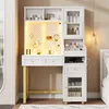 Merax Schminktisch mit LED, 3 Schubladen, Glasvitrine, Produktbild-Vorschau 3