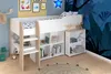 Lit surélevé avec bureau & rangement - 90 x 200 cm - Blanc Voir les images du produit 4