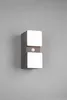 A modern, gray wall-mounted LED light fixture with two illuminated white square panels and a central motion sensor, set against a plain gray wall. Anteprima dell’immagine prodotto