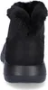 The back view of a black Skechers boot with faux fur trim. Voir les images du produit