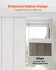 A marketing image showcasing panel blinds with an enhanced valance design that conceals tracks for a sleek look, contrasting it with 'Others' that have exposed tracks affecting visual appeal. Produktbild-Vorschau