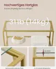A close-up view of a gold-framed glass shelf unit, highlighting its features and materials. Produktbild-Vorschau