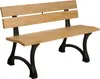 A park bench with wooden slats and black cast iron legs, isolated on a white background. Produktbild-Vorschau