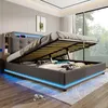 Polsterbett mit Stauraum, Lattenrost, LED-Beleuchtung, Produktbild-Vorschau 2