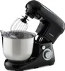 A black stand mixer with a silver bowl and whisk attachment is shown against a white background. Produktbild-Vorschau