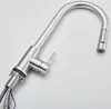 A close-up studio shot of a stainless steel kitchen faucet. Produktbild-Vorschau