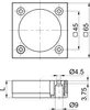 Technical drawing of a furniture foot with dimensions. Produktbild-Vorschau