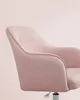 Close-up of a pink upholstered office chair. Náhled obrázku produktu