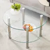 okwish Konferenční stolek sklo kov – dvoustupňový design Náhled obrázku produktu 1